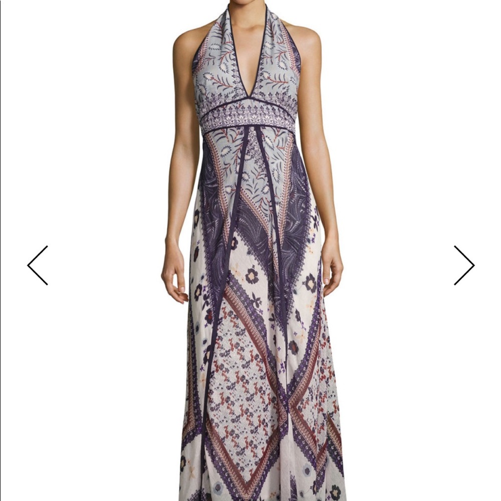 NWT- ba&sh Romane Halter Maxi Dress, Multi Pattern